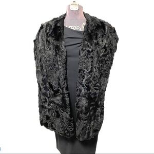 Vintage Fur Stole Black Curly Tail‎ Lamb Cape Opera Coat Shawl 40s Whimsigoth